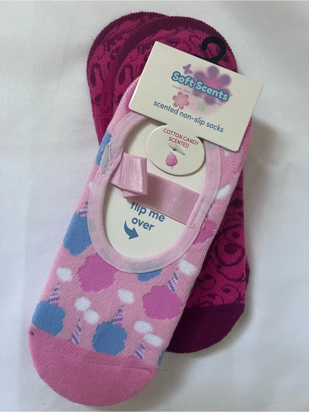 2 Pairs Women's Non-Slip No Show Socks | Soft Scents & Pink Pattern | NWOT